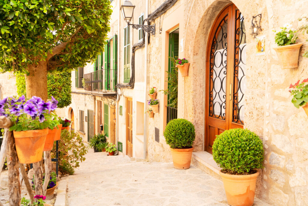 street in old town of Valdemossa, Majorca, Spain